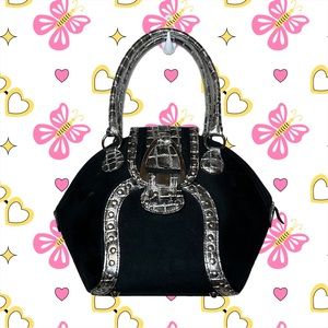 Arcadia Black and Silver Snakeskin Handbag & Shoulder Bag